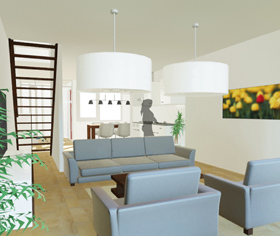 Woonkamer met nieuwe keuken 280px.jpg