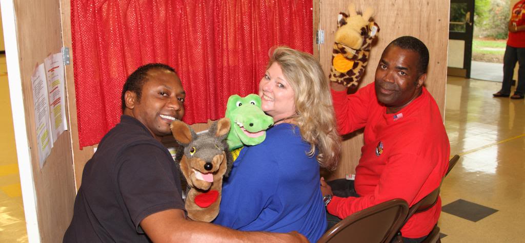 Adults with puppets