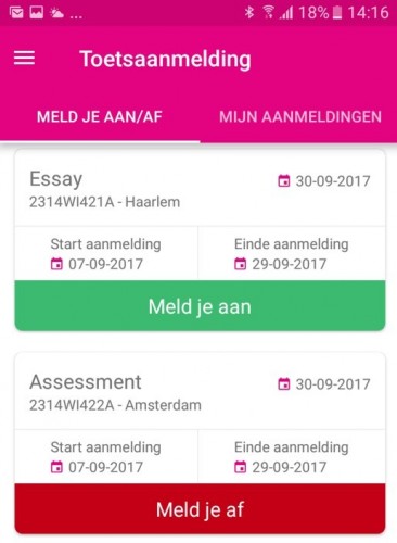 Voorbeeld+toetsaanmelding