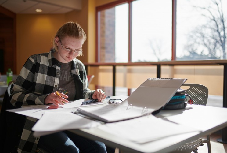 Student at computer