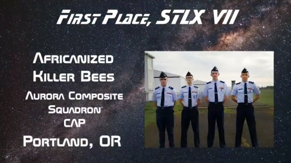 Title team - This graphic accompanied the StellarXplorers announcement on YouTube that the Aurora Composite Squadron cadet team won the national title. Title team