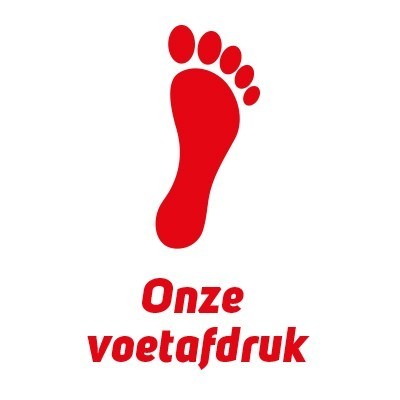 Onze voetafdruk - We stoten niet alleen CO2 uit, maar verbruiken ook stroom en water en veroorzaken afval. Alles wat we doen om dit te beperken valt onder deze pijler. Onze voetafdruk