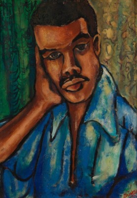 "Self-Portrait" - David C. Driskell (American, 1931–2020), "Self-Portrait," 1953, oil on board, collection of the Estate of David C. Driskell, Maryland. © Estate of David C. Driskell. Courtesy DC Moore Gallery, New York. Photograph by Luc Demers. "Self-Portrait"