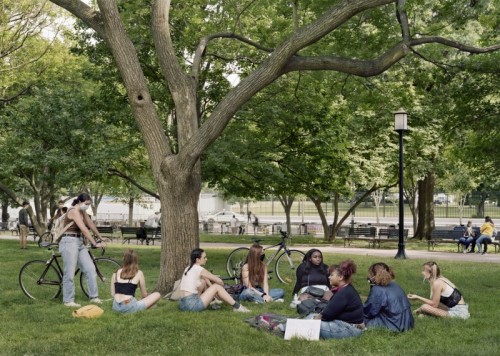 "High School Students after Black Lives Matter Protest, Lafayette Park, Washington, D.C." - An-My Lê (American, born Vietnam, 1960), High School Students after Black Lives Matter Protest, Lafayette Park, Washington, D.C., 2020, pigmented inkjet print, High Museum of Art, Atlanta, commissioned with funds from the Forward Arts Foundation. Courtesy of the artist and Marian Goodman Gallery. © An-My Lê. "High School Students after Black Lives Matter Protest, Lafayette Park, Washington, D.C."