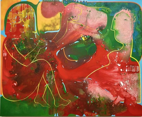 Sora_Bathers - VianSora (b. 1976, Baghdad, Iraq; lives and works in Louisville, KY), Bathers, 2020. Oil on canvas, 60 x 72 inches(152.4 x 182.9 cm). Courtesy of the artistand Moremen Gallery, Louisville, KY. Sora_Bathers