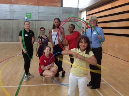 hulahooping.jpg - Ex-Olympian Jade Johnson visited the taster sessions in Clissold Leisure Centre hulahooping.jpg