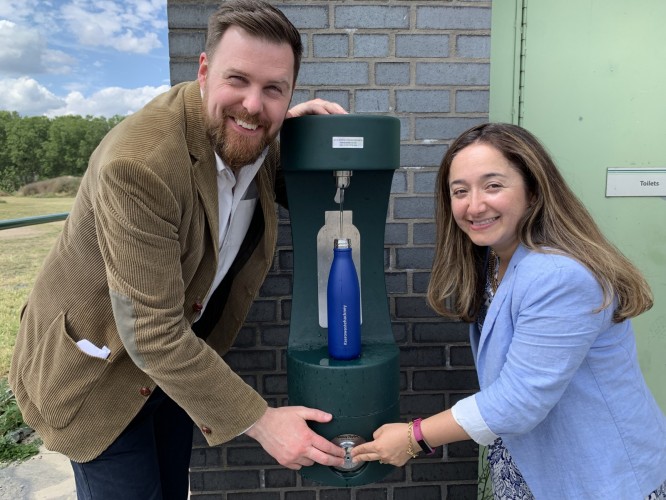Cllr Jon Burke, Cabinet Member for Energy, Waste, Transport and Public Realm, and Cllr Feryal Demirci, Deputy Mayor of Hackney