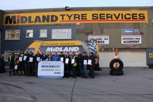 407-Michelin-Midland-Tyre-Services - Members of the Midland Tyre Services team show off their qualifications having completed the Michelin Training & Information Centre (MTIC) course. 407-Michelin-Midland-Tyre-Services