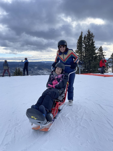 Clinics_Pam Gavin skiing with her sister Lynn