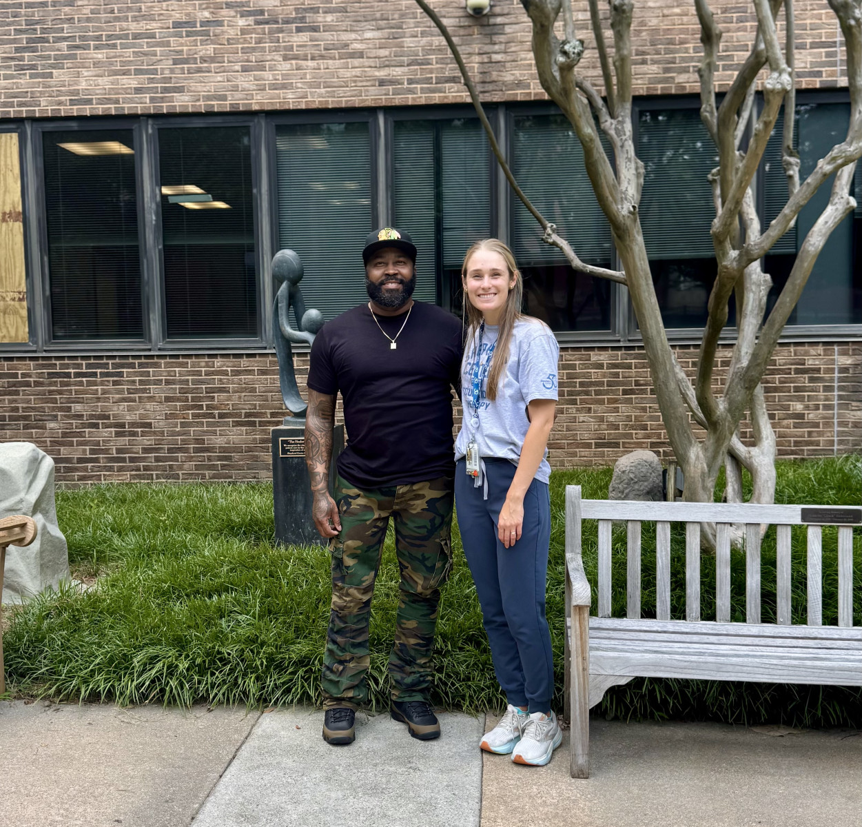 Darryl Tillman and Jena Kelly during Darryl's recent visit to Shepherd Center.