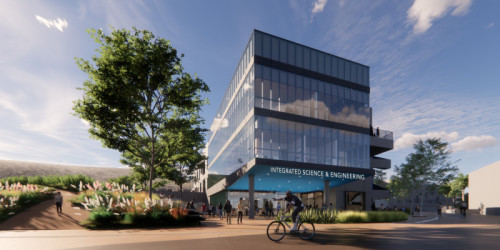 An artist rendering of the future Integrated Science and Engineering Building, which is scheduled to be completed by fall 2027.