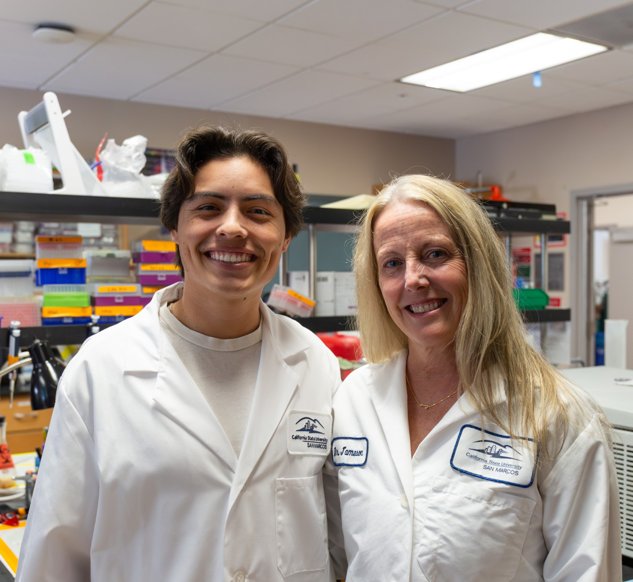 Cristian Alvizo's time spent in professor Julie Jameson's lab, along with the people he has met there, completely shifted his view of his cancer diagnosis. Photo by Kirra Robusto Cristian Alvizo's time spent in professor Julie Jameson's lab, along with the people he has met there, completely shifted his view of his cancer diagnosis. Photo by Kirra Robusto