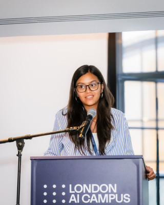 Amyrah, graduate from the London AI Campus. Photo credit Matt Mahmood-Ogston