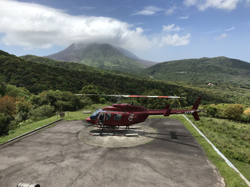 Helicopter at Soufrière Hills Volcano. Credit: Alexander Riddell