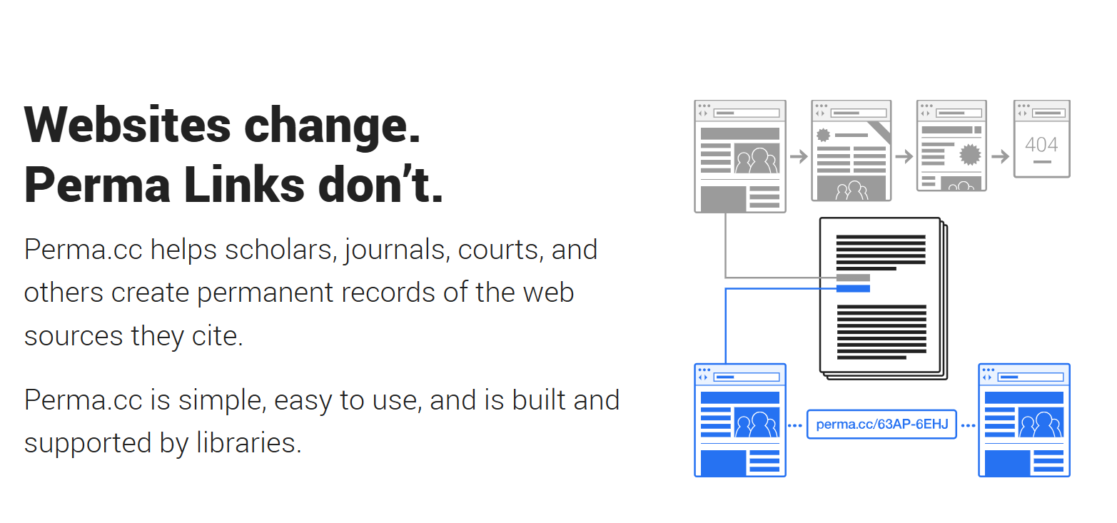Screenshot illustrating how Perma.cc works to maintain connections to digital outputs.