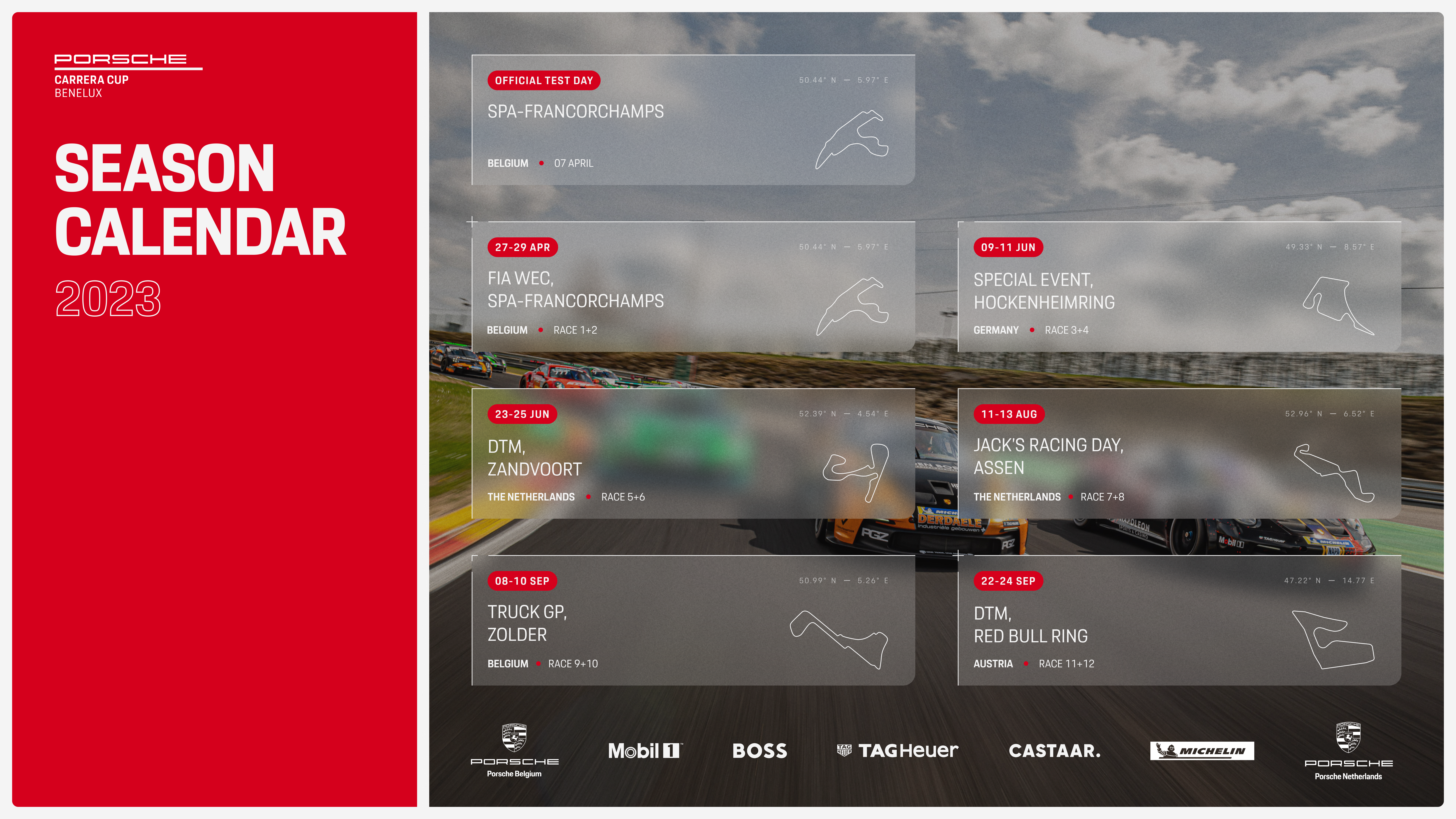 Porsche Carrera Cup Benelux kalender 2023