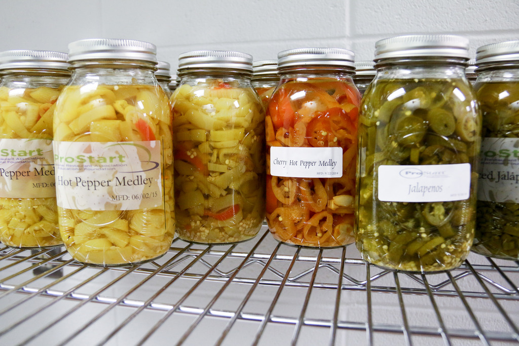 Jars of peppers