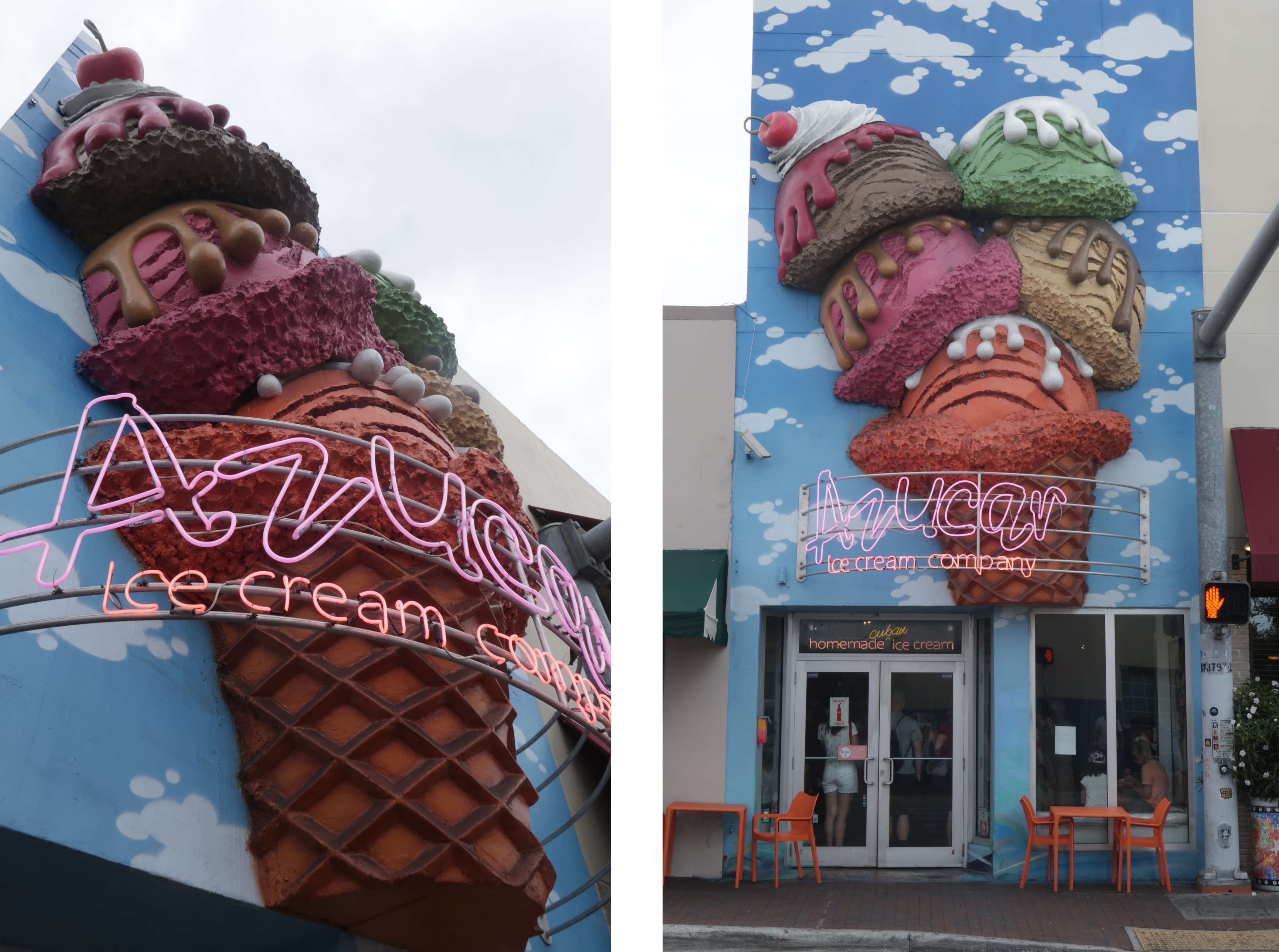 Welcome! The Azucar Ice Cream store front features at 29 foot tall ice cream cone!