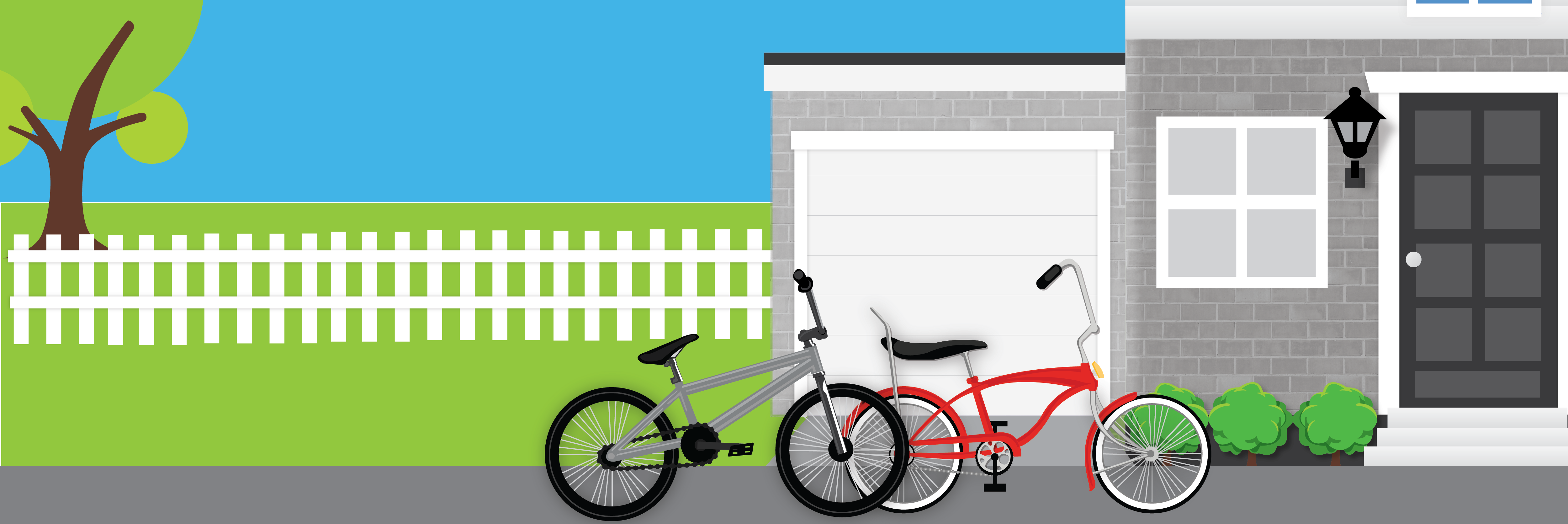 Bikes in front of house.