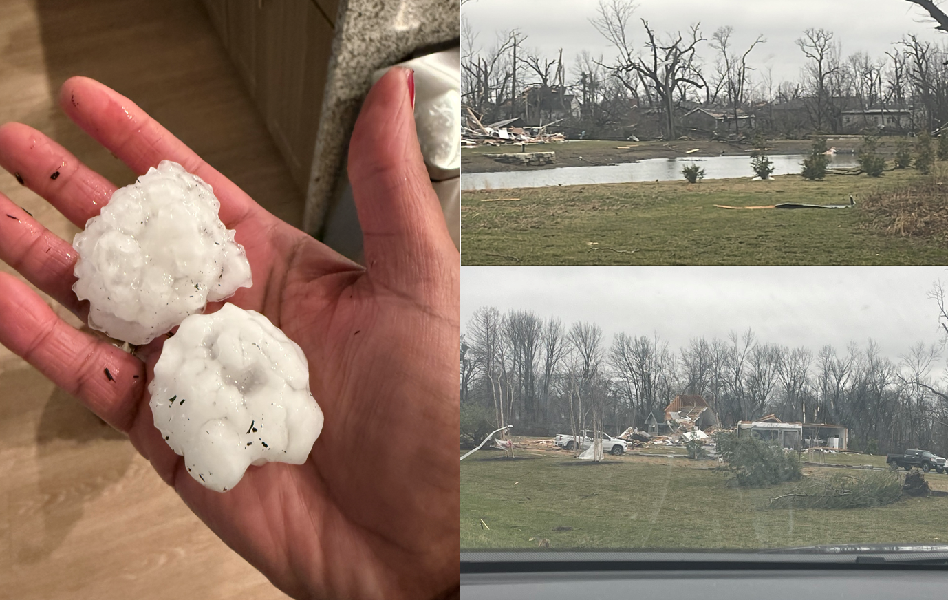 Images of hail and tornado damage in Kankakee, IL