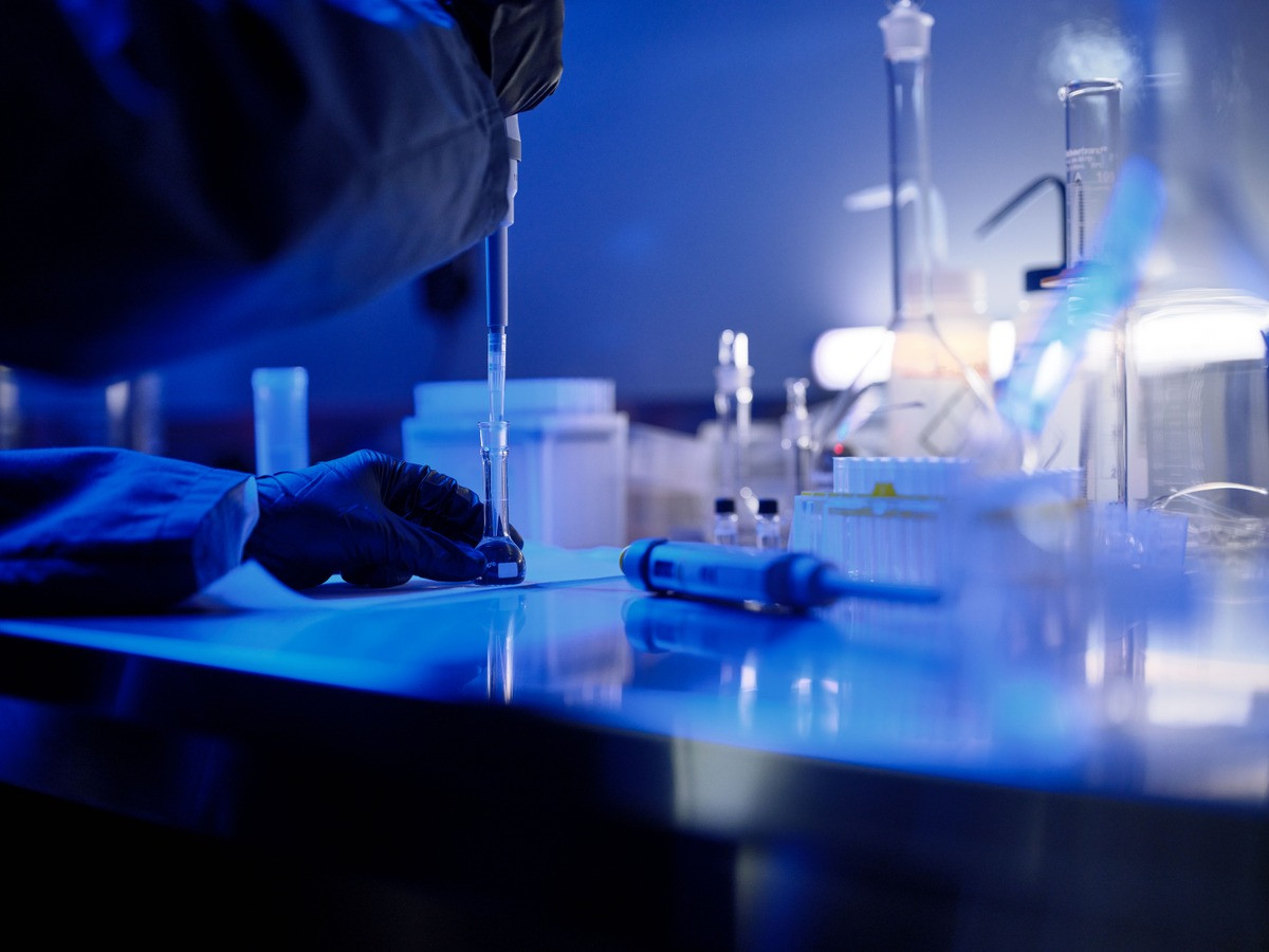 Illustration of a modern medical research facility