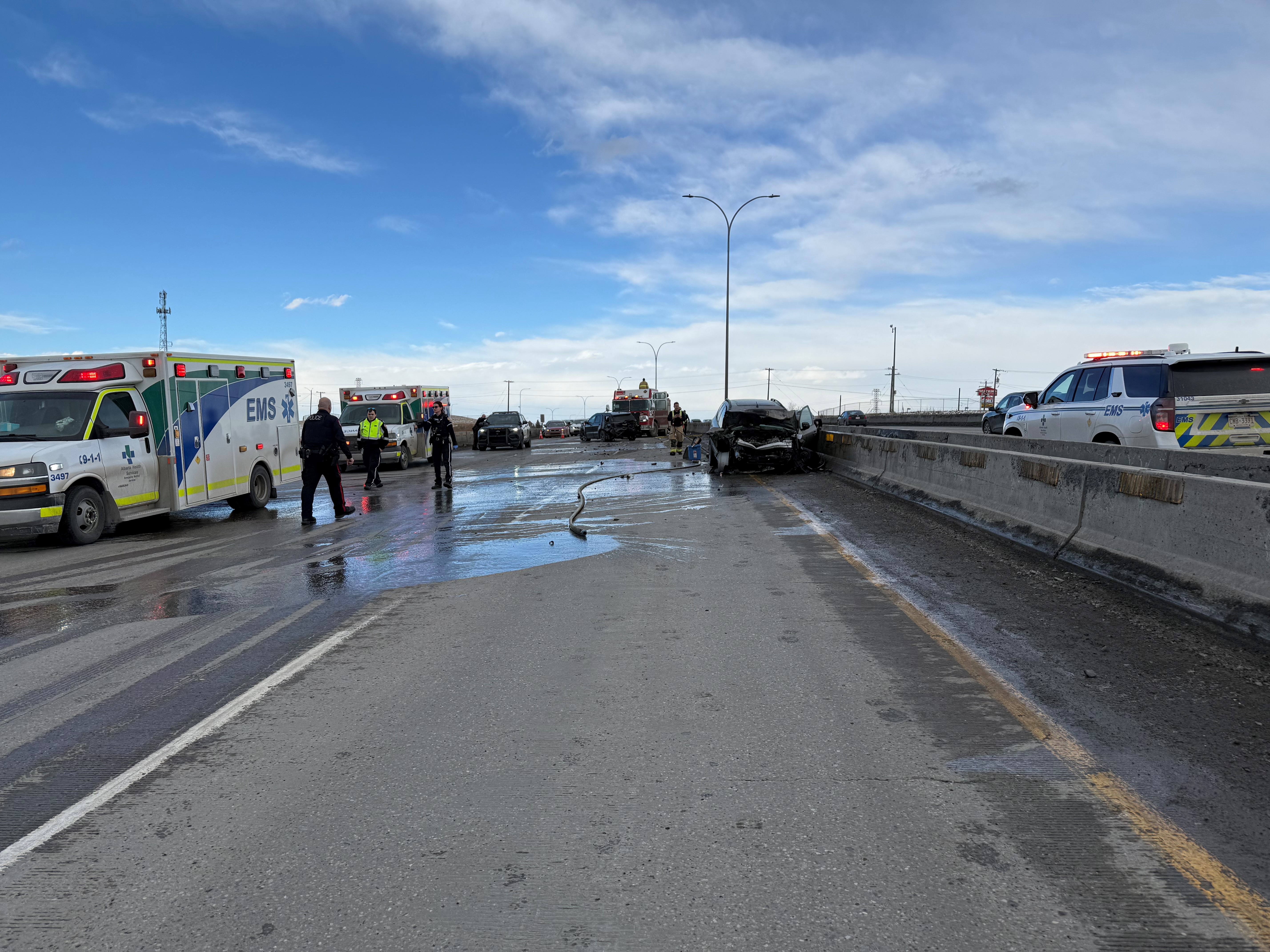 Calgary Fire Responds To Vehicle On Fire Involved In Multiple Collisions