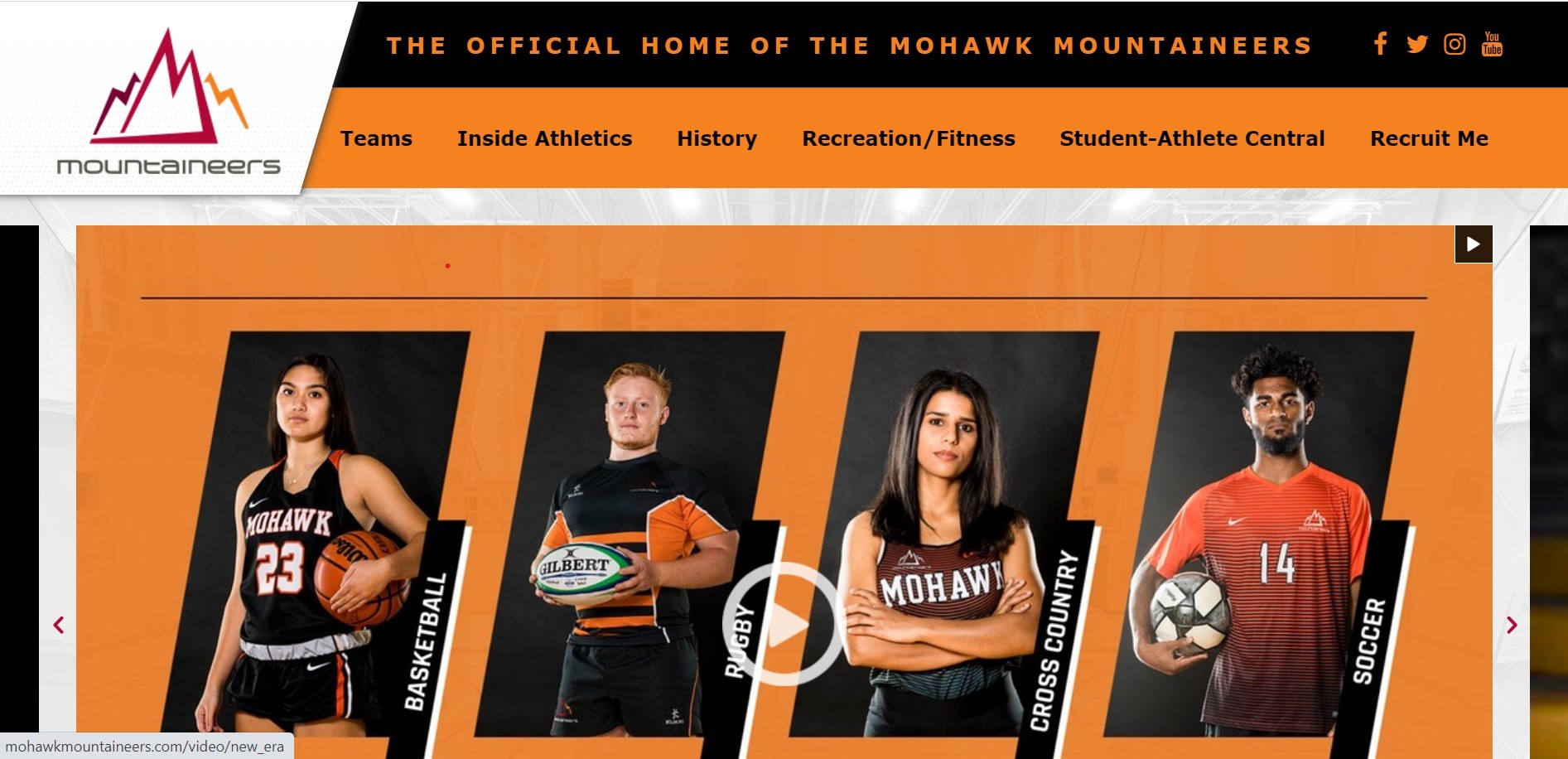 Mohawk Mountaineers website landing page