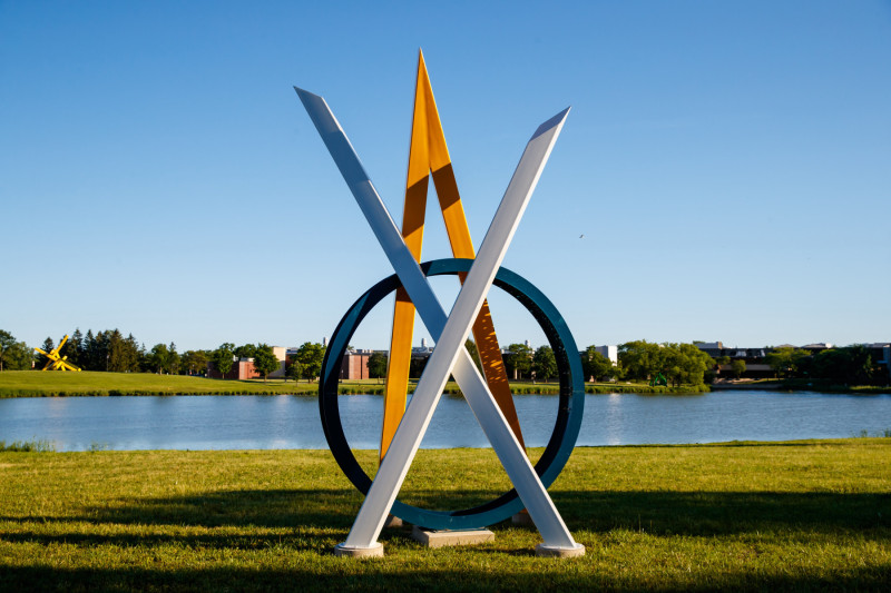 Stargazing with Contrails sculpture at Governors State University Nathan Manilow Sculpture Park