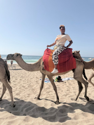 Zion ona camel in Morocco