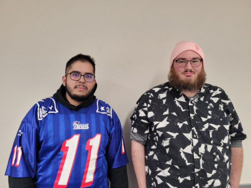 GSU TV Student Workers. From left: Jason Gonzalez (lead producer), Graham Taylor (digital content producer)
