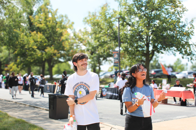 Two Governors State University students at a University event