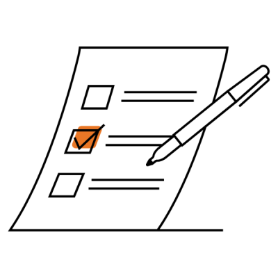 Graphic art of a pen checking things off on a list