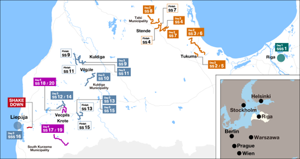 Carte du Rallye de Lettonie 2024