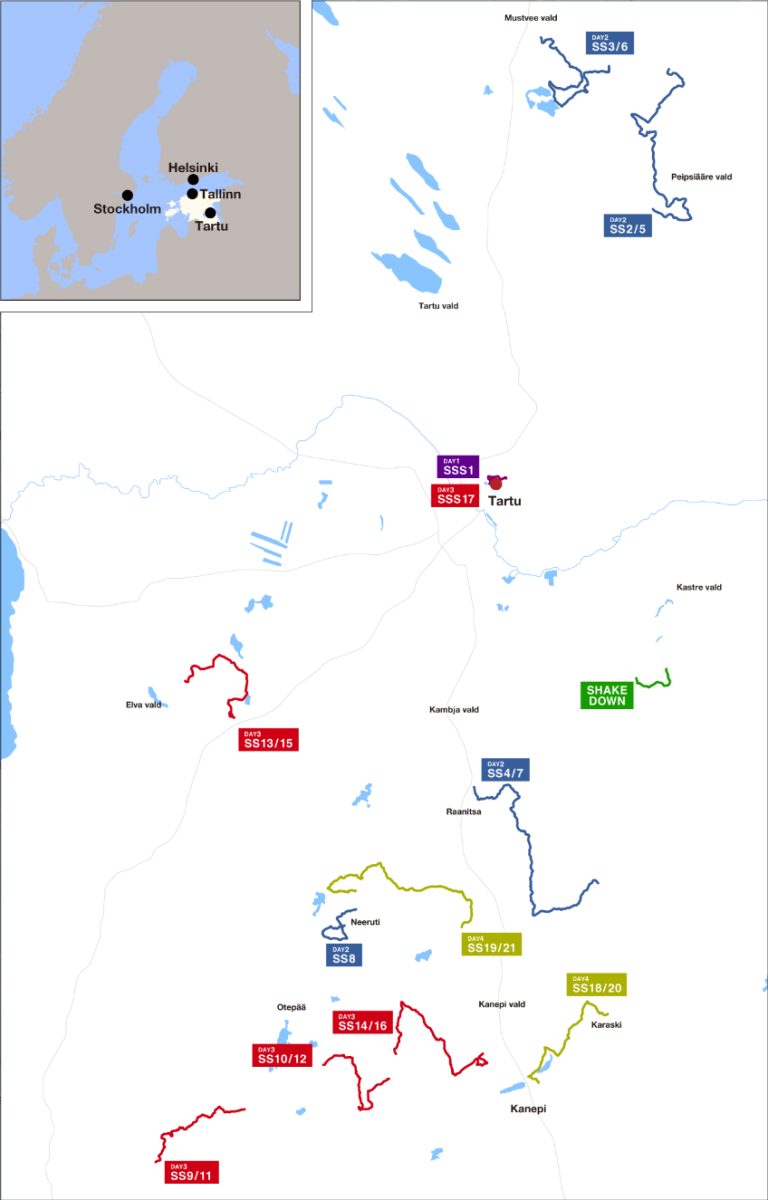 Carte du Rallye d'Estonie 2023