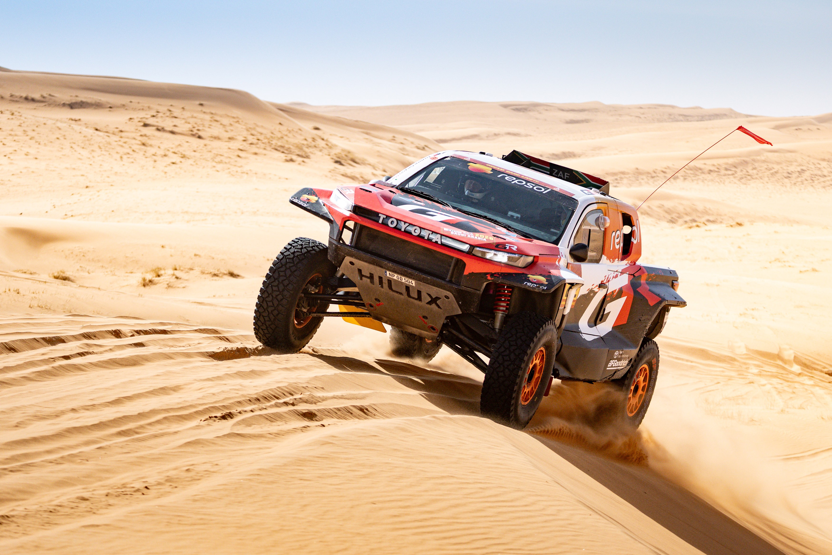 Steg Racing TOYOTA GAZOO Racing W2RC fighting at the front on Stage 6 of the Dakar ...