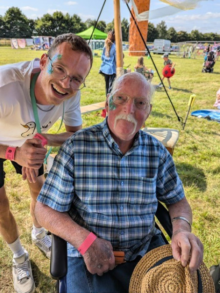 Tom Furze with care worker Anthony