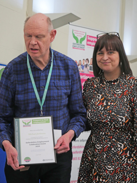 Oxfordshire Emplyment Awards - Michael Jackman receiving an award
