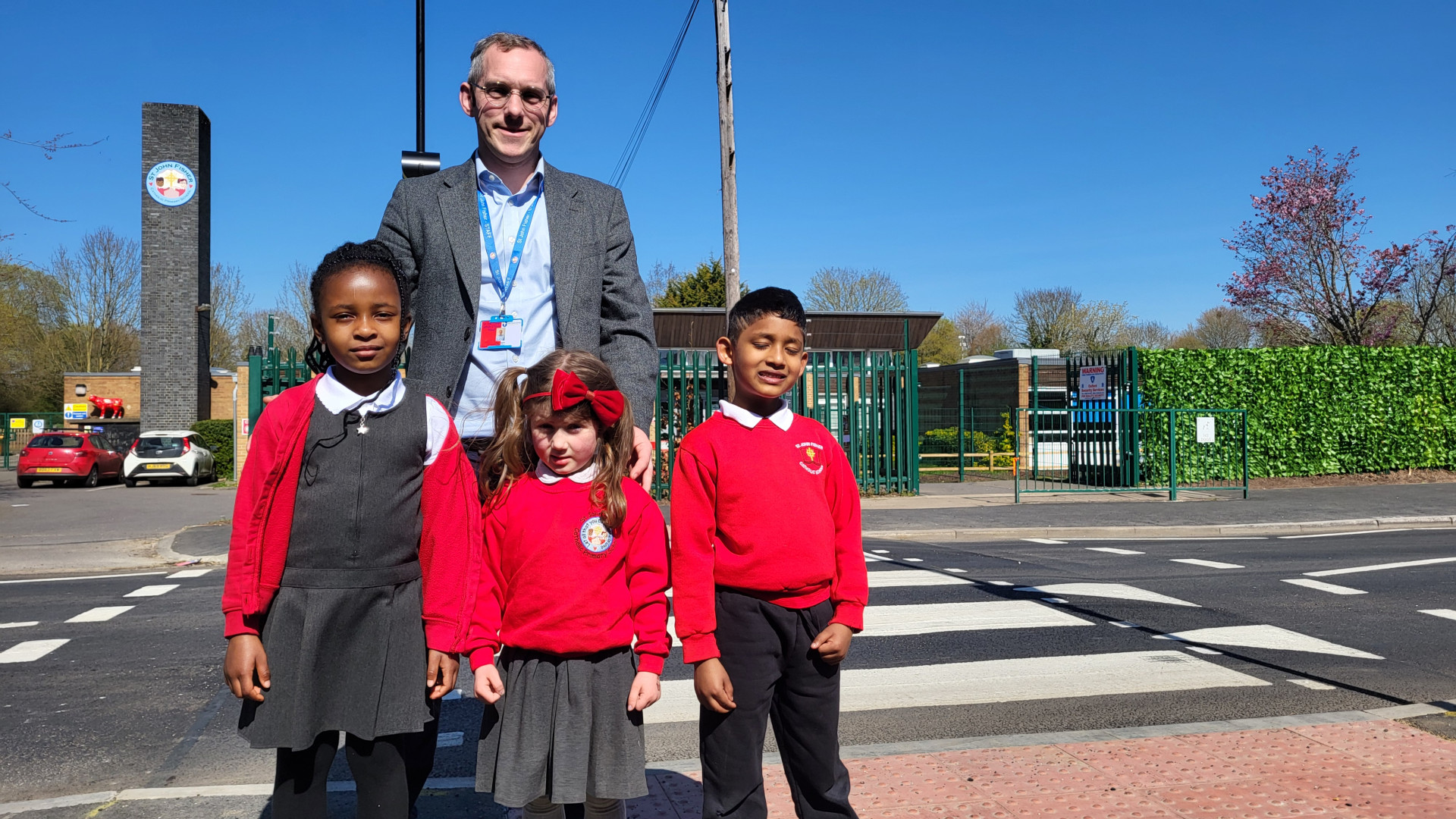 Safety measures and crossing installed outside school to keep pupils safe