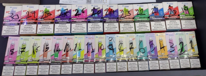 Display of dummy boxes of illegal vapes