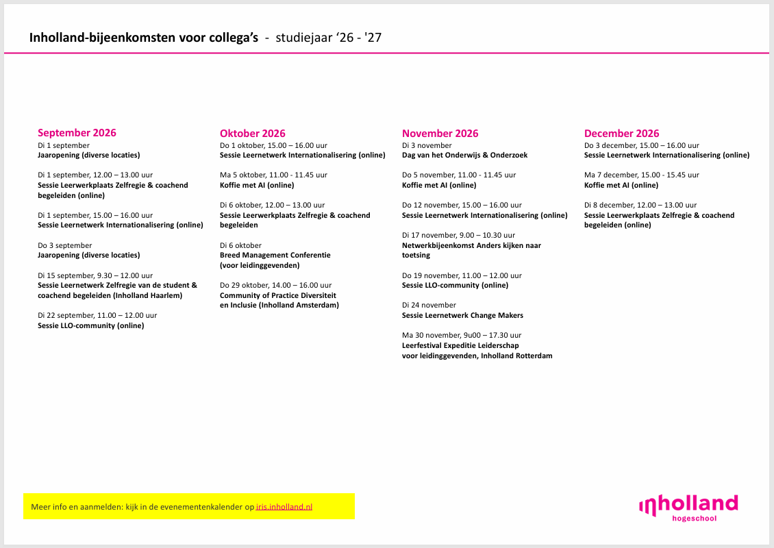 Klik hier om door te scrollen naar de bijeenkomsten in 2027.