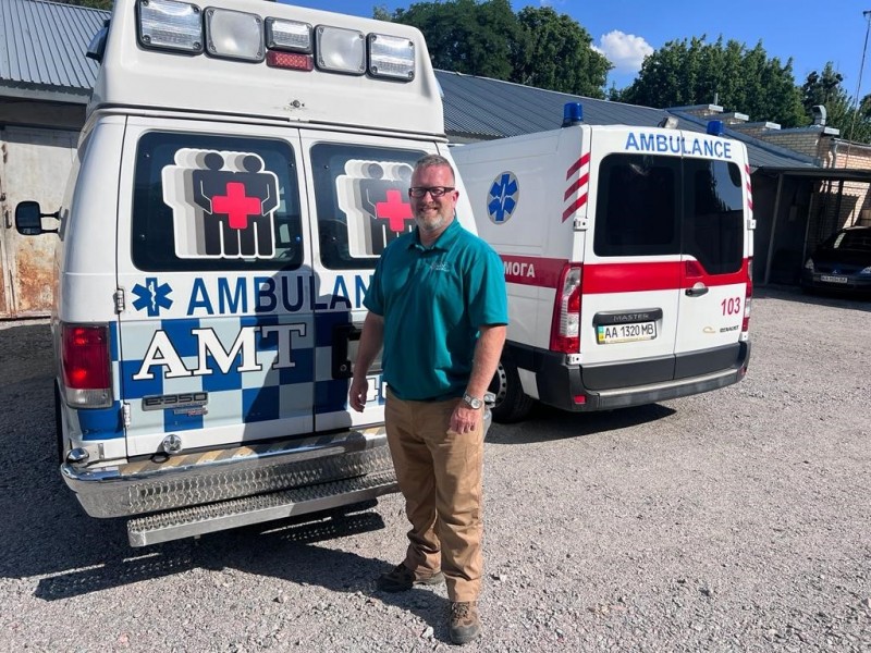 AMT ambulance in Ukraine wChris Manson 7-2022