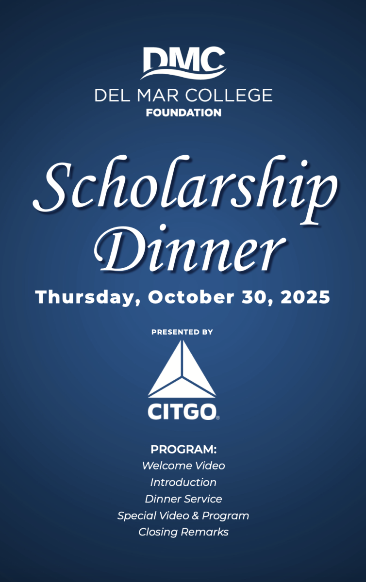DMC Foundation Scholarship Dinner 2025 Program Cover - The Del Mar College Foundation held their 2025 Scholarship Dinner at the Hillard Center on Oct. 30 to bring together recipients and donors face-to-face, allowing 2025-2026 scholars to personally thank their benefactors for their generosity and assistance in making their educational dreams possible. Shown is the program cover with CITGO being the Presenting Sponsor for the event. (Credit: DMC College Relations) DMC Foundation Scholarship Dinner 2025 Program Cover