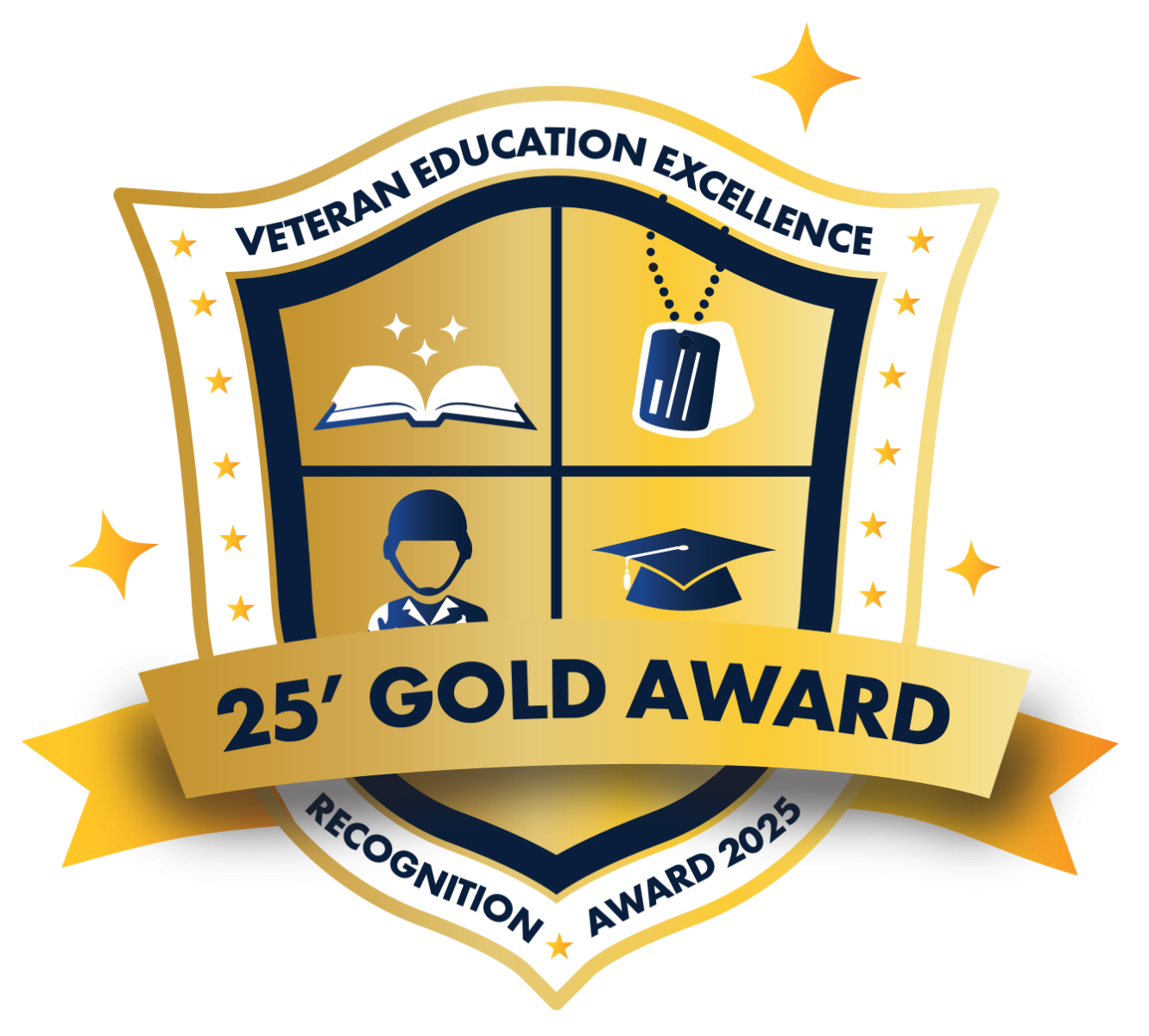 VEERA Gold Award Logo - Gold Award Graphic for the 2025 Texas Veterans Commission Veterans Education Escellence Recognition Award (Credited: contributed) VEERA Gold Award Logo