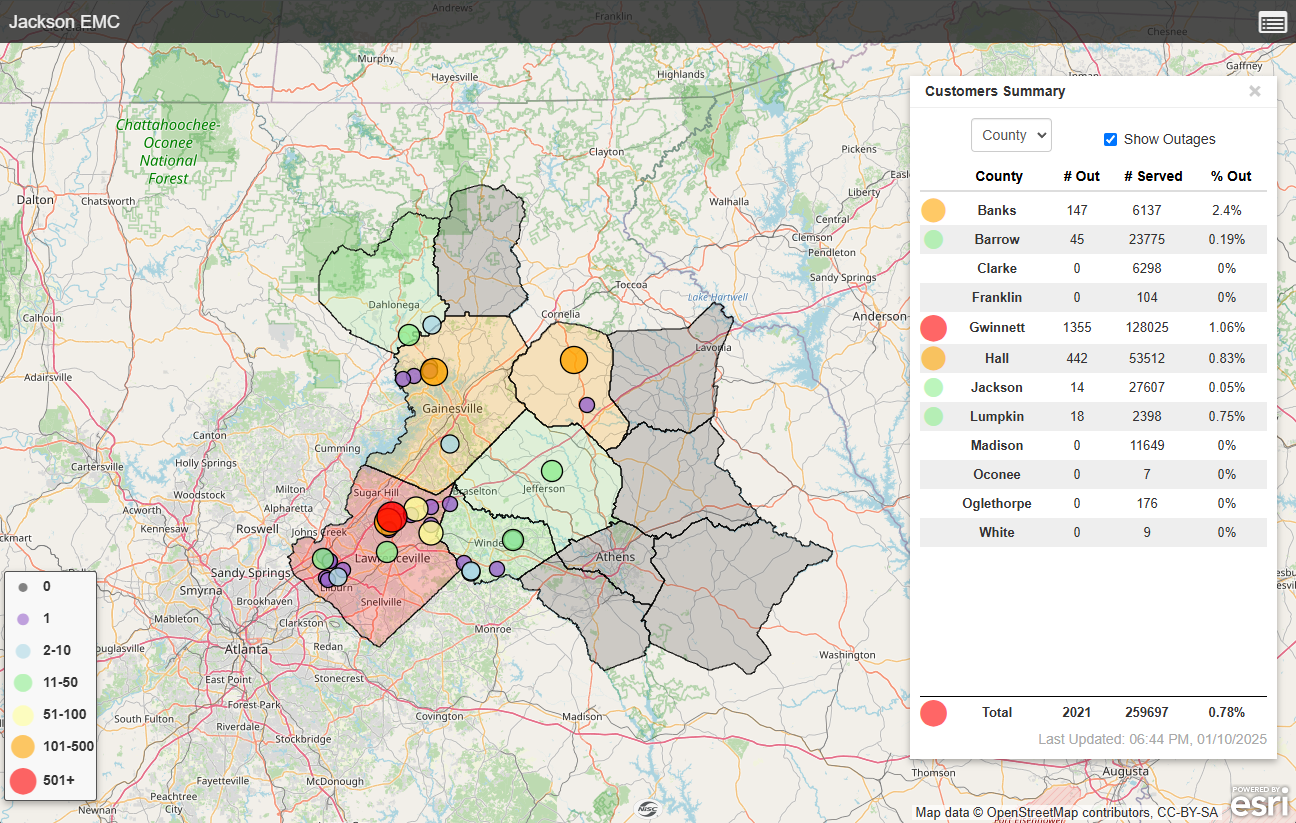 Jackson EMC Winter Storm Cora Update January 10 at 645 pm