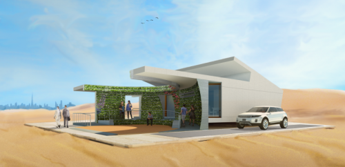 Een artist impression van LINQ in de woestijn van Dubai. (Foto: Team VIRTU/e)