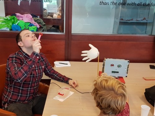 Student Shaun Veninga met Bubbles.