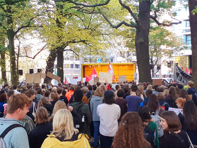 Het studentenprotest in Den Haag eerder deze maand