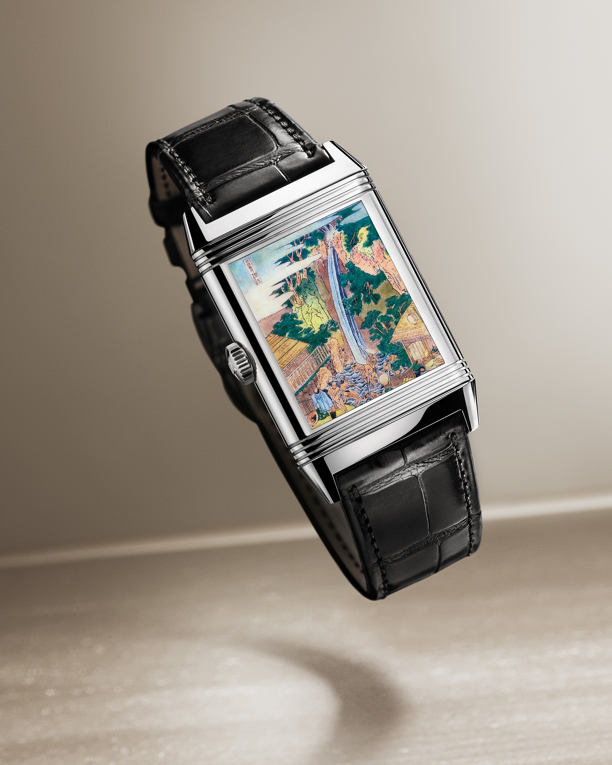 One of the four enamelled Hokusai motifs on the Reverso