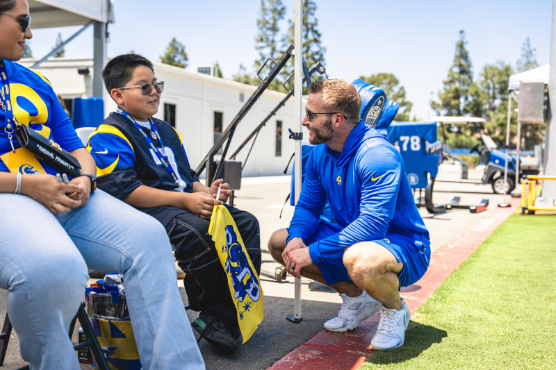 Frankie Torres with Rams Coach, Sean McVay. Photo by Rams. Photo by Rams