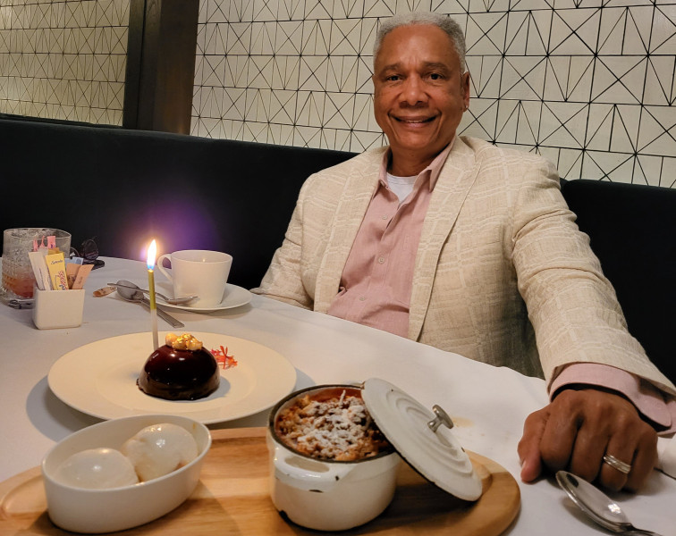 Cornelius Albert was able to celebrate his 76th birthday thanks to a procedure at Cedars-Sinai that restored blood flow in his brain. Photo courtesy of Cornelius Albert.